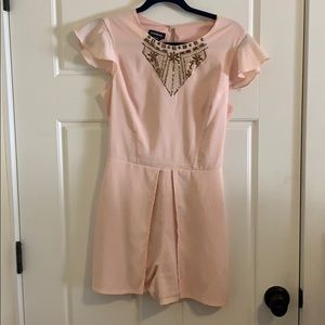 Light Pink Bebe Embellished Romper